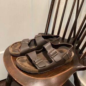 Birkenstock Men’s Arizona Sandals Ankle Strap Brown Leather Size: 8